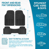 Aurovex Universal Car Floor Mats 3-Piece Set | Waterproof Anti-Slip Rubber (All-Weather)