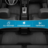 Aurovex Universal Car Floor Mats 3-Piece Set | Waterproof Anti-Slip Rubber (All-Weather)