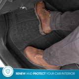 Aurovex Universal Car Floor Mats 3-Piece Set | Waterproof Anti-Slip Rubber (All-Weather)