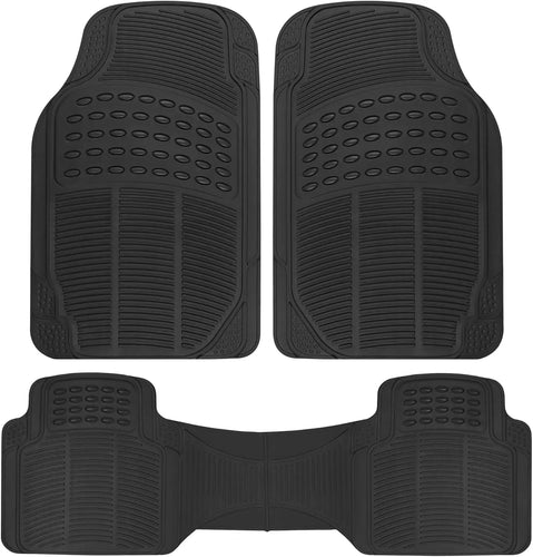 Aurovex Universal Car Floor Mats 3-Piece Set | Waterproof Anti-Slip Rubber (All-Weather)